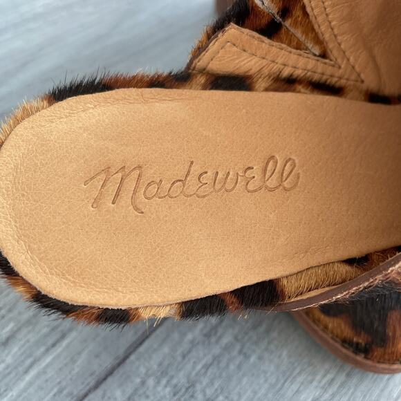 Madewell HARPER MULE Shoe Women’s Size 8 Leopard Calf Hair Stacked 3” Block Heel - Picture 6 of 12